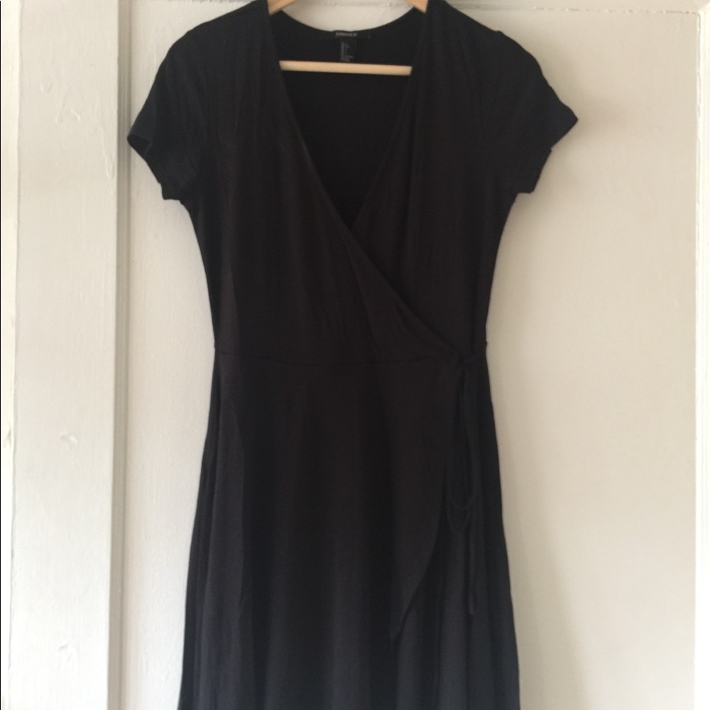 Black faux wrap mini dress from Forever 21